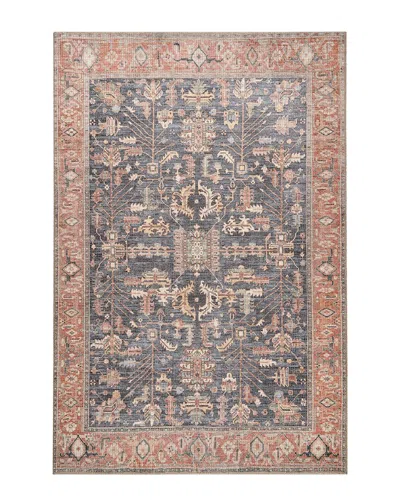 Obeetee Avalon Persian Border Easy Care Polyester Rug In Red