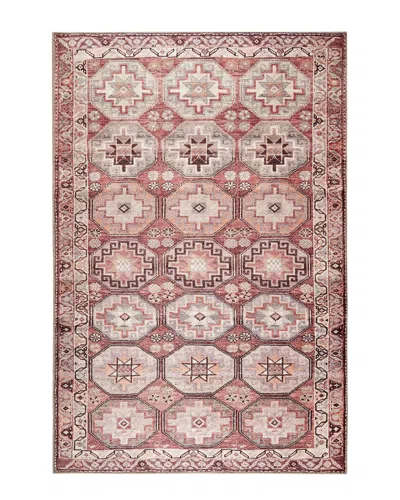 Obeetee Bergen Turkish Tile Easy Care Polyester Rug In Pink