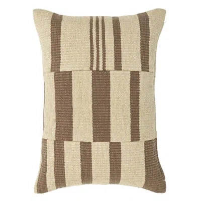 Obeetee Broken Stripe Chenille Knife Edge Textured Throw Pillow In Brown