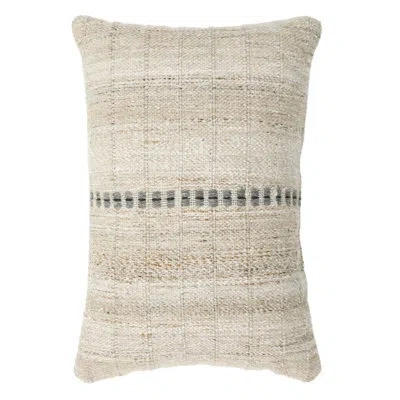 Obeetee Center Stripe Polyester Knife Edge Textured Indoor/outdoor Throw Pillow In Neutral
