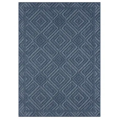 Obeetee Crosshatch Power Loomed Indoor/outdoor Rug In Blue