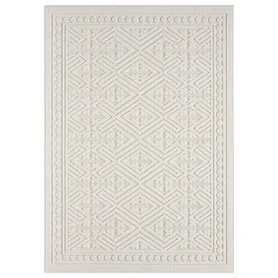 Obeetee Diamond Framework Power Loomed Indoor/outdoor Rug In White