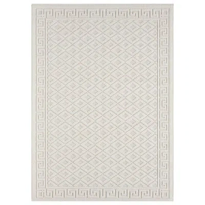 Obeetee Diamond Lattice Power Loomed Indoor/outdoor Rug In White