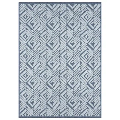 Obeetee Diamond Tile Cascade Power Loomed Indoor/outdoor Rug In Blue
