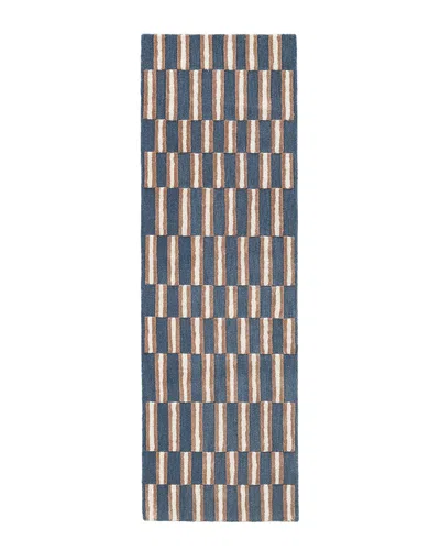 Obeetee Hand Tufted Retro Wool Rug In Blue