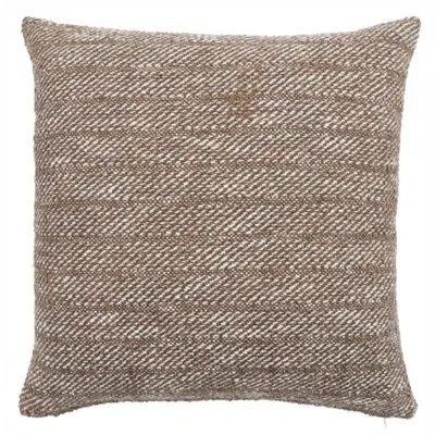 Obeetee Herringbone Cotton Knife Edge Textured Throw Pillow In Brown