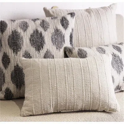 Obeetee Ikat Polyester Knife Edge Textured Indoor/outdoor Throw Pillow In Grey