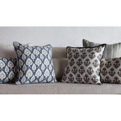 Obeetee Isla Cotton Piped Edges Throw Pillow In Blue