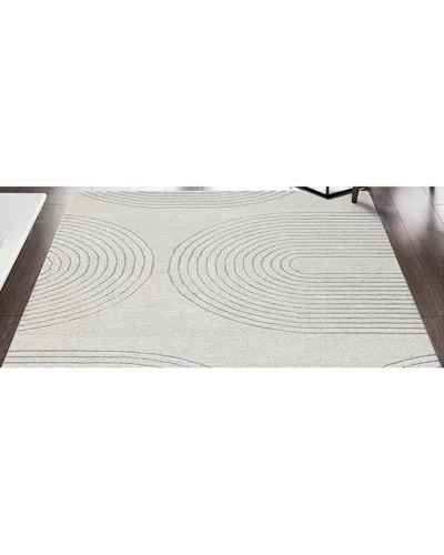 Obeetee Mid-century Wool Rug In White