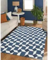 Obeetee Table Tufted Retro Wool Rug In Blue