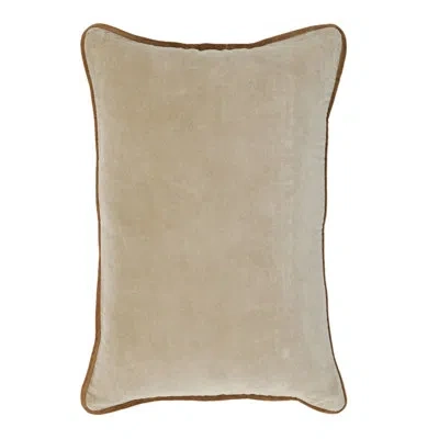 Obeetee Solid Velvet Piped Edges Contrasting Border Throw Pillow In Gray
