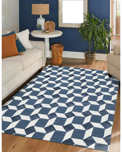 Obeetee Table Tufted Retro Wool Rug In Blue