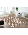 Obeetee Table Tufted Retro Wool Rug In Brown