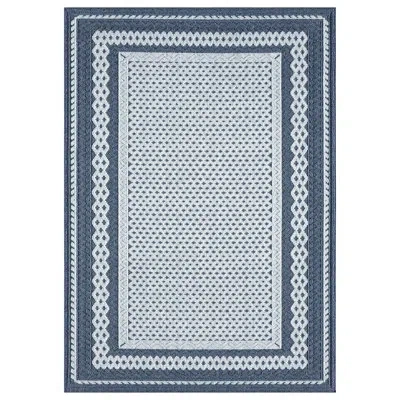 Obeetee Textured Border Power Loomed Indoor/outdoor Rug In Blue