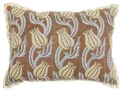 Obeetee Willow Cotton Flanged Edges Contrasting Border Throw Pillow In Brown