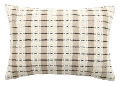 Obeetee Windowpane Cotton Knife Edge Textured Throw Pillow In Neutral