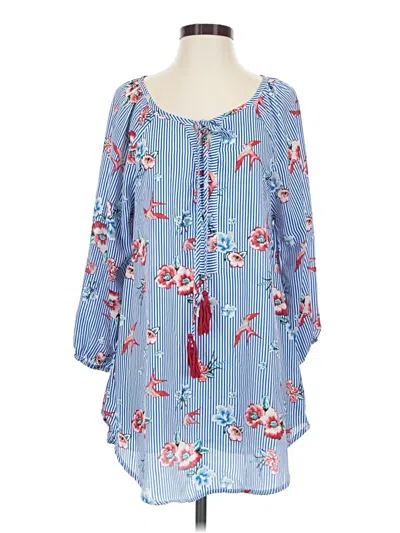 Pre-owned Obermeyer 3/4 Sleeve Blouse In Blue