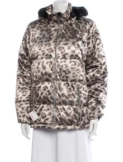 Pre-owned Obermeyer Animal Print Down Jacket In Neutrals
