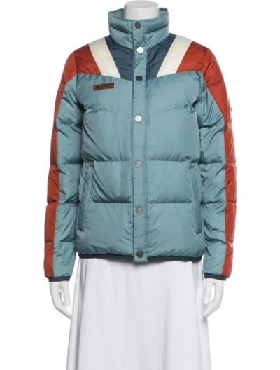 Pre-owned Obermeyer Colorblock Pattern Down Jacket In Blue