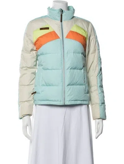 Pre-owned Obermeyer Colorblock Pattern Down Jacket In Blue