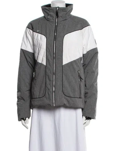 Pre-owned Obermeyer Colorblock Pattern Down Jacket In Grey