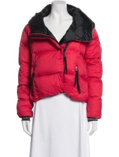 Pre-owned Obermeyer Colorblock Pattern Down Jacket In Red