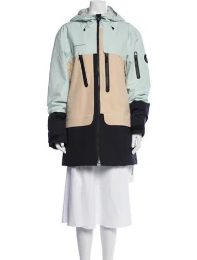 Pre-owned Obermeyer Colorblock Pattern Performance Coat In Green