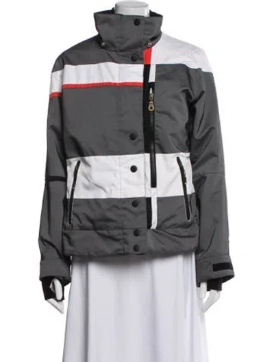 Pre-owned Obermeyer Colorblock Pattern Performance Jacket In Gray