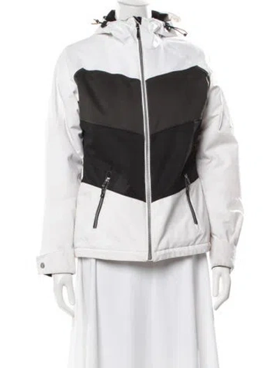 Pre-owned Obermeyer Colorblock Pattern Performance Jacket In White