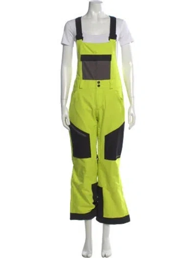 Pre-owned Obermeyer Colorblock Pattern Square Neckline Jumpsuit In Green