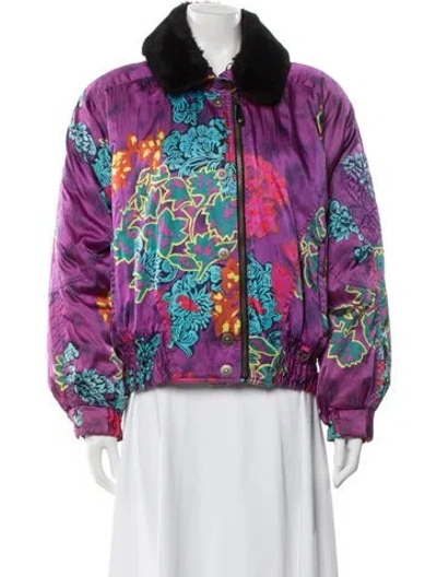 Pre-owned Obermeyer Floral Print Jacket In Purple