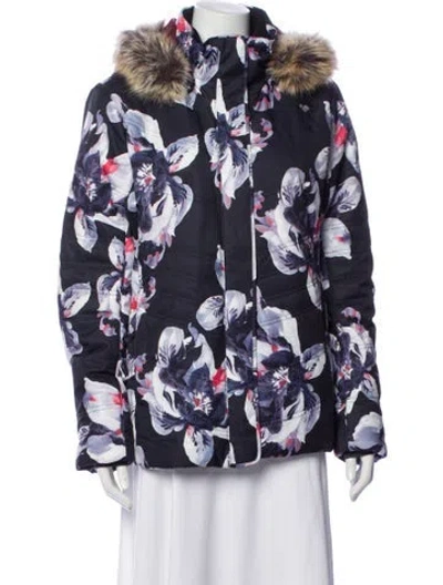 Pre-owned Obermeyer Floral Print Parka In Black