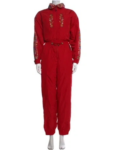 Pre-owned Obermeyer Floral Print Ski Suit In Red