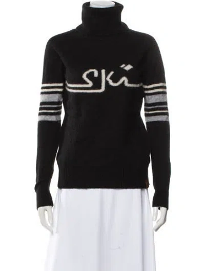 Pre-owned Obermeyer Graphic Print Turtleneck Sweater In Black