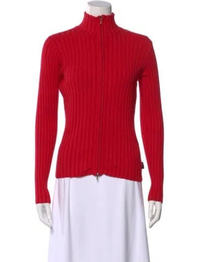 Pre-owned Obermeyer Mock Neck Long Sleeve Top In Red