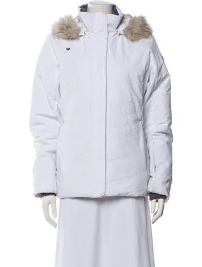 Pre-owned Obermeyer Nylon Faux Fur Jacket In White