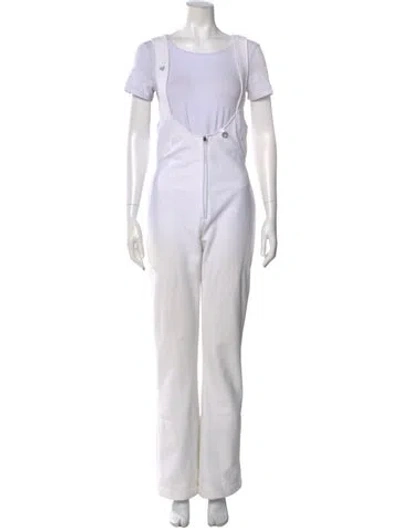 Pre-owned Obermeyer Nylon Scoop Neck Jumpsuit In White