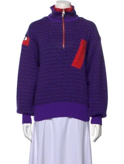 Pre-owned Obermeyer Patterned Mock Neck Sweater In Purple