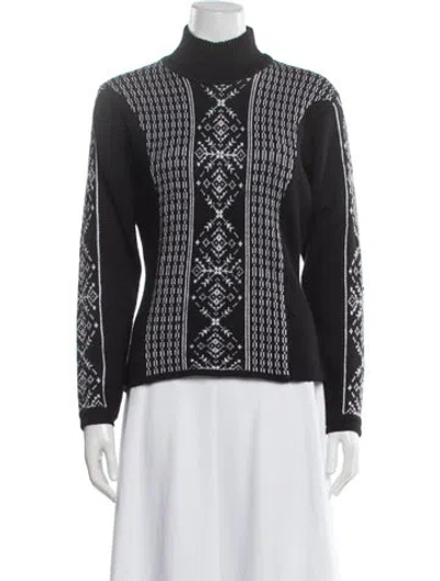 Pre-owned Obermeyer Patterned Turtleneck Sweater In Black