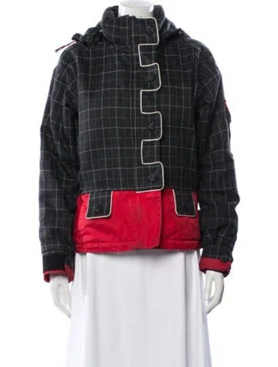 Pre-owned Obermeyer Plaid Print Jacket In Black