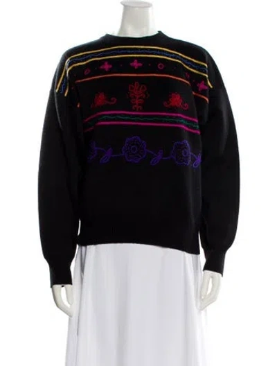 Pre-owned Obermeyer Printed Crew Neck Sweater In Black