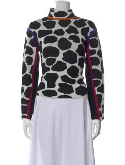 Pre-owned Obermeyer Printed Mock Neck Sweater In Multi