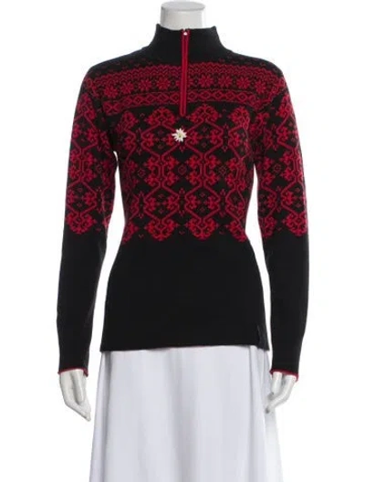Pre-owned Obermeyer Printed Mock Neck Sweater In Red