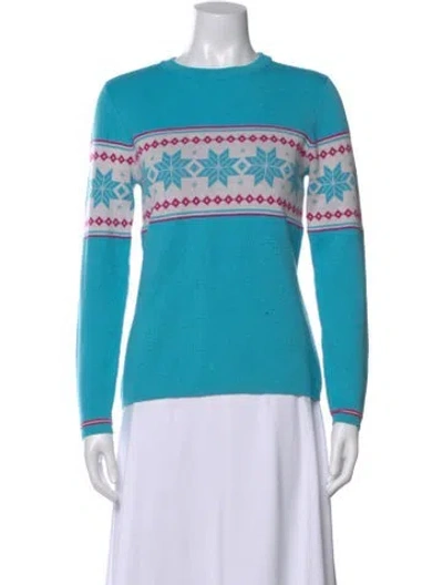Pre-owned Obermeyer Striped Crew Neck Sweater In Blue