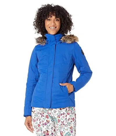 Obermeyer Tuscany Ii Jacket Women's 0 Reg Blue Full Zip Faux Fur Hooded Jdm947