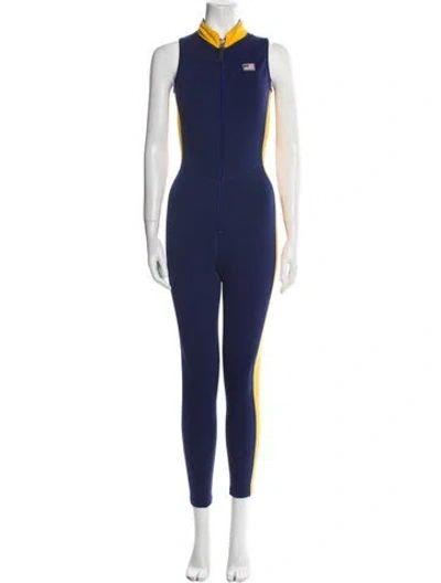 Pre-owned Obermeyer V-neck Jumpsuit In Blue