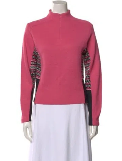 Pre-owned Obermeyer Wool Graphic Print Sweatshirt In Pink