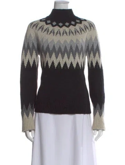 Pre-owned Obermeyer Wool Patterned Sweater In Black