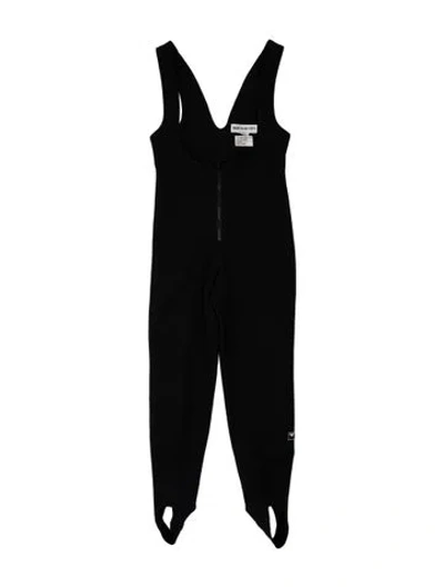Pre-owned Obermeyer Wool Plunge Neckline Jumpsuit In Black