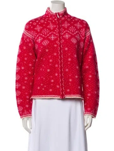 Pre-owned Obermeyer Wool Printed Evening Jacket In Pink